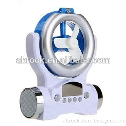 2014 fan+led lamp+speaker 3 in 1 chinese manual portable mini speaker rechargeable